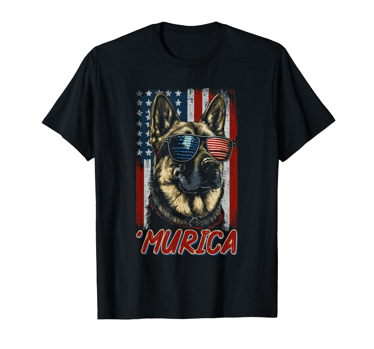 Murica Patriotic German Shepherd 4th of July Dog T-Shirt