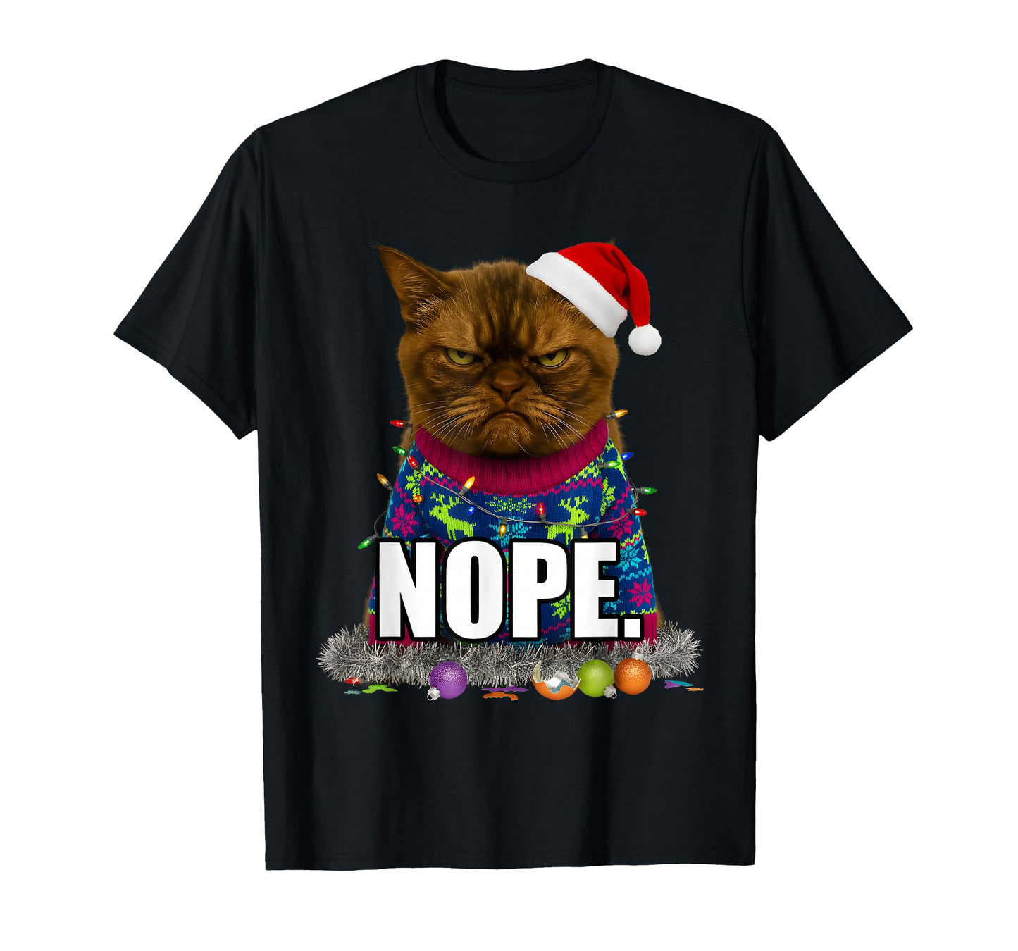 Ugly Christmas Cat Meme Grumpy Face Mood Disgusted T-Shirt