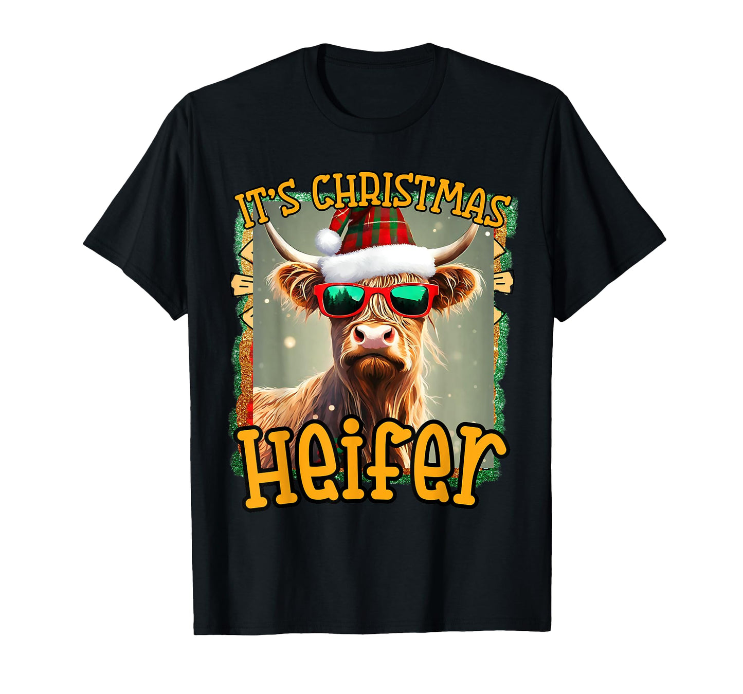 cute Christmas funny women heifer cow highland hyland cows T-Shirt