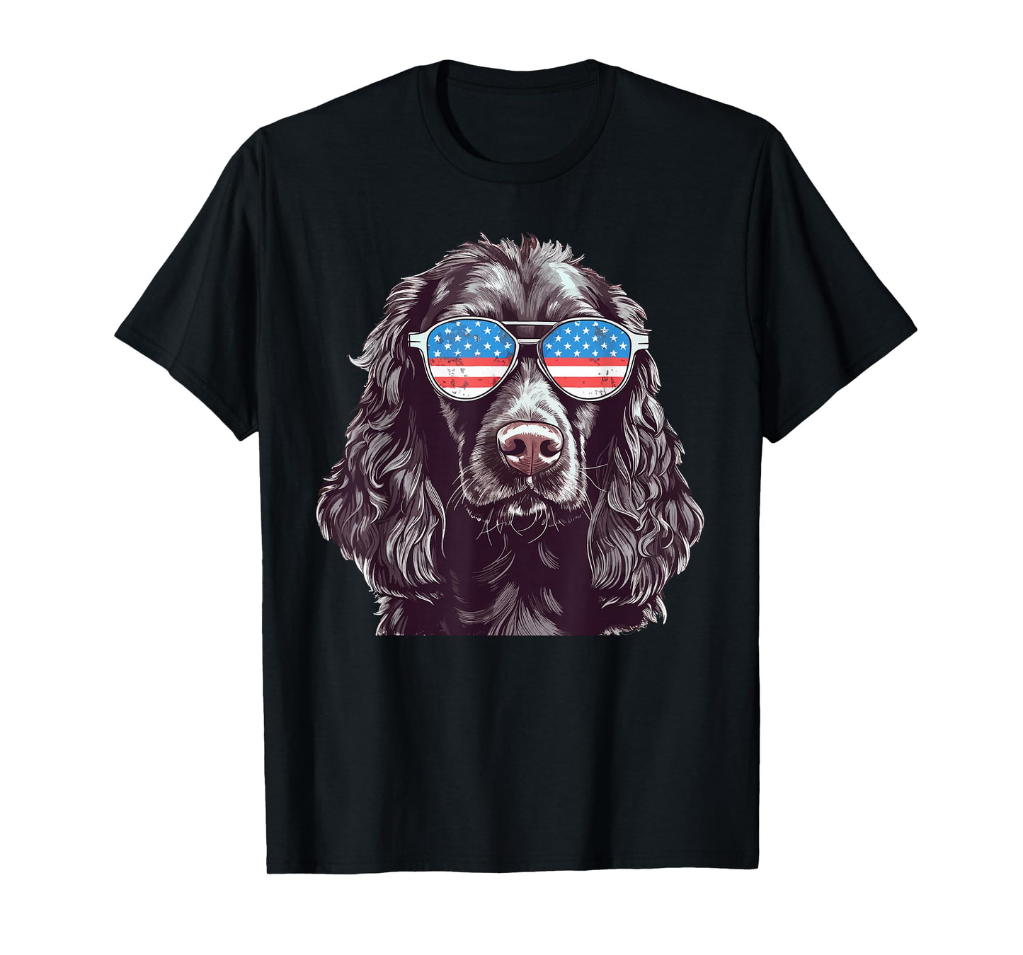 Boykin Spaniel USA American Flag Dog Sunglasses 4th of July T-Shirt