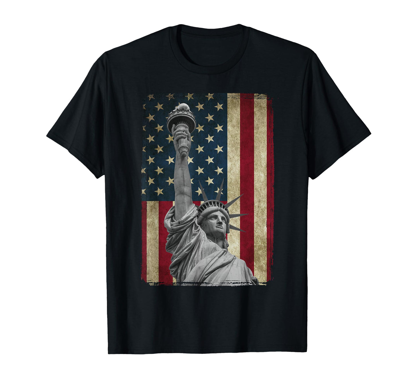 USA American Flag and Statue of Liberty Tee Shirt T-Shirt