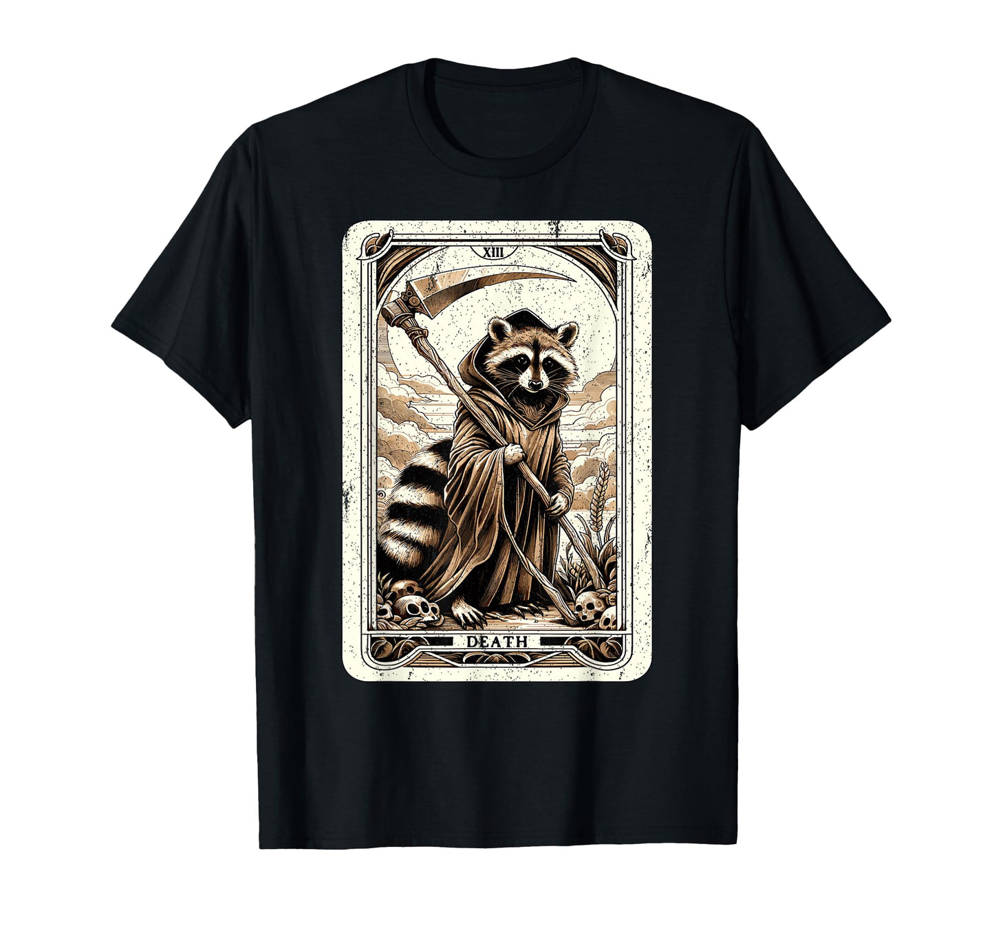 Raccoon Tarot Card Death Witchcraft Occult Raccoon T-Shirt, Small