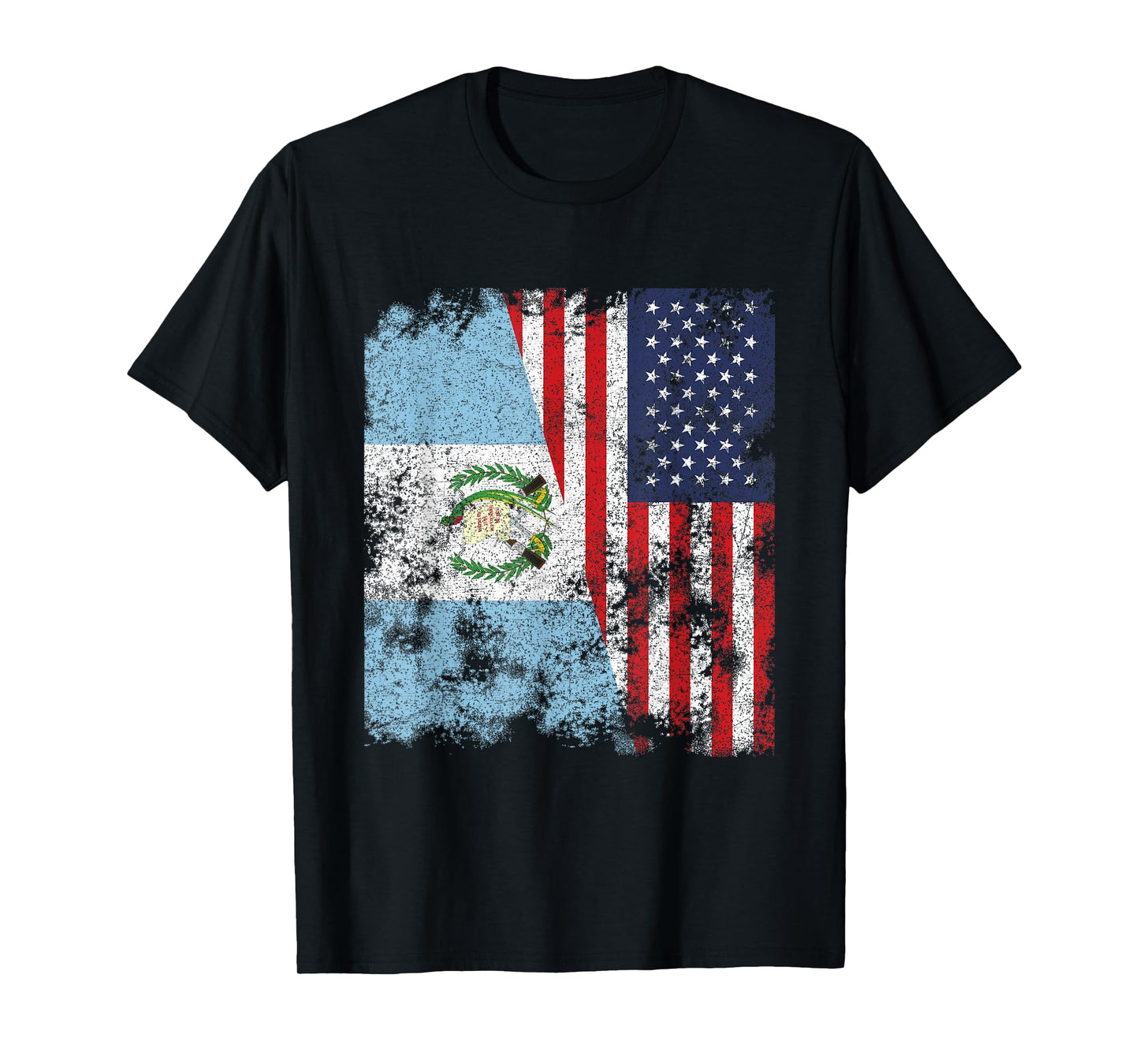 Guatemala USA Flag Distressed - Half American T-Shirt for Women Kids Men