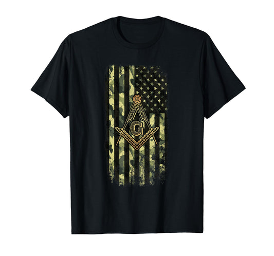Masonic Camo American Flag - Freemason T-Shirt T-Shirt