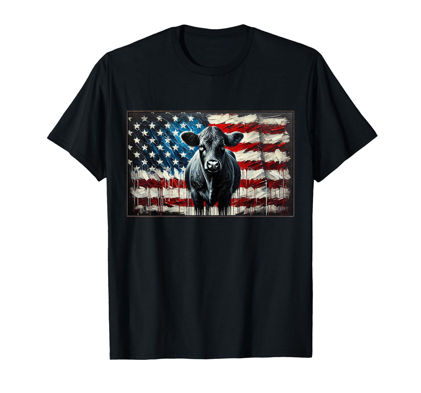 Angus Rancher USA American Flag Cow T-Shirt