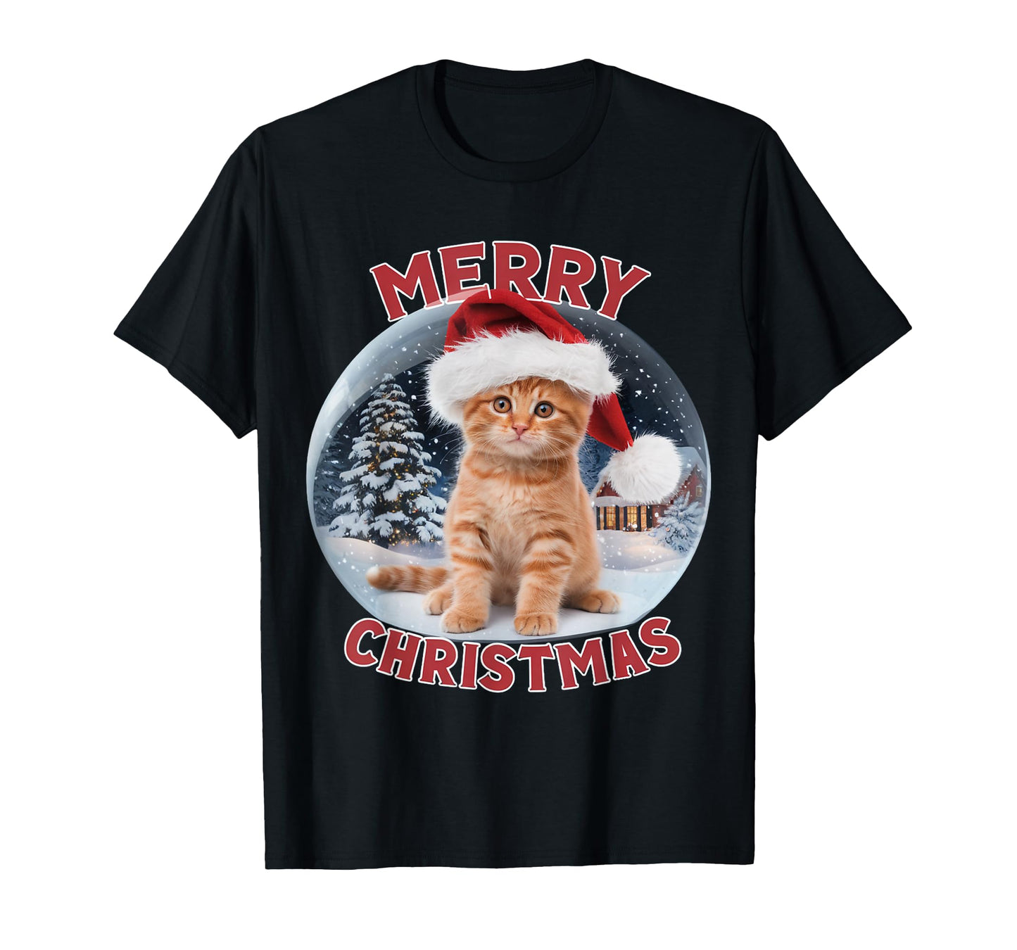 Snow Globe Christmas Ginger Cat Orange T-Shirt