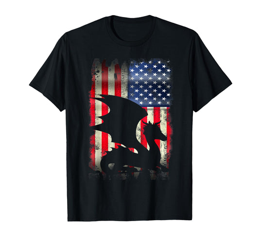 Dragon USA American Flag 4th of July Patriotic Merica T-Shirt