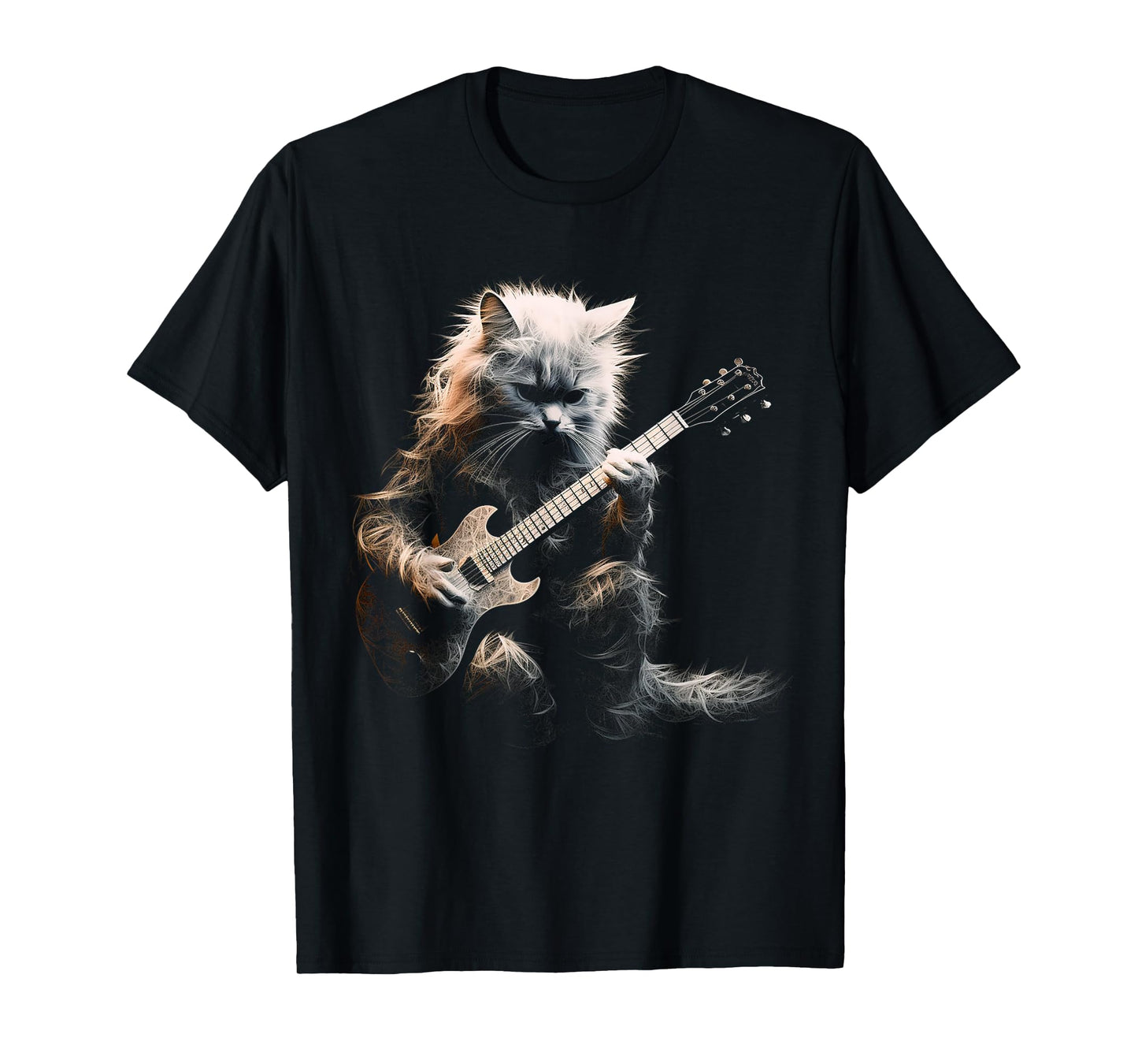 Funny Guitar Cat Rock Cat Playing Guitar T-Shirt