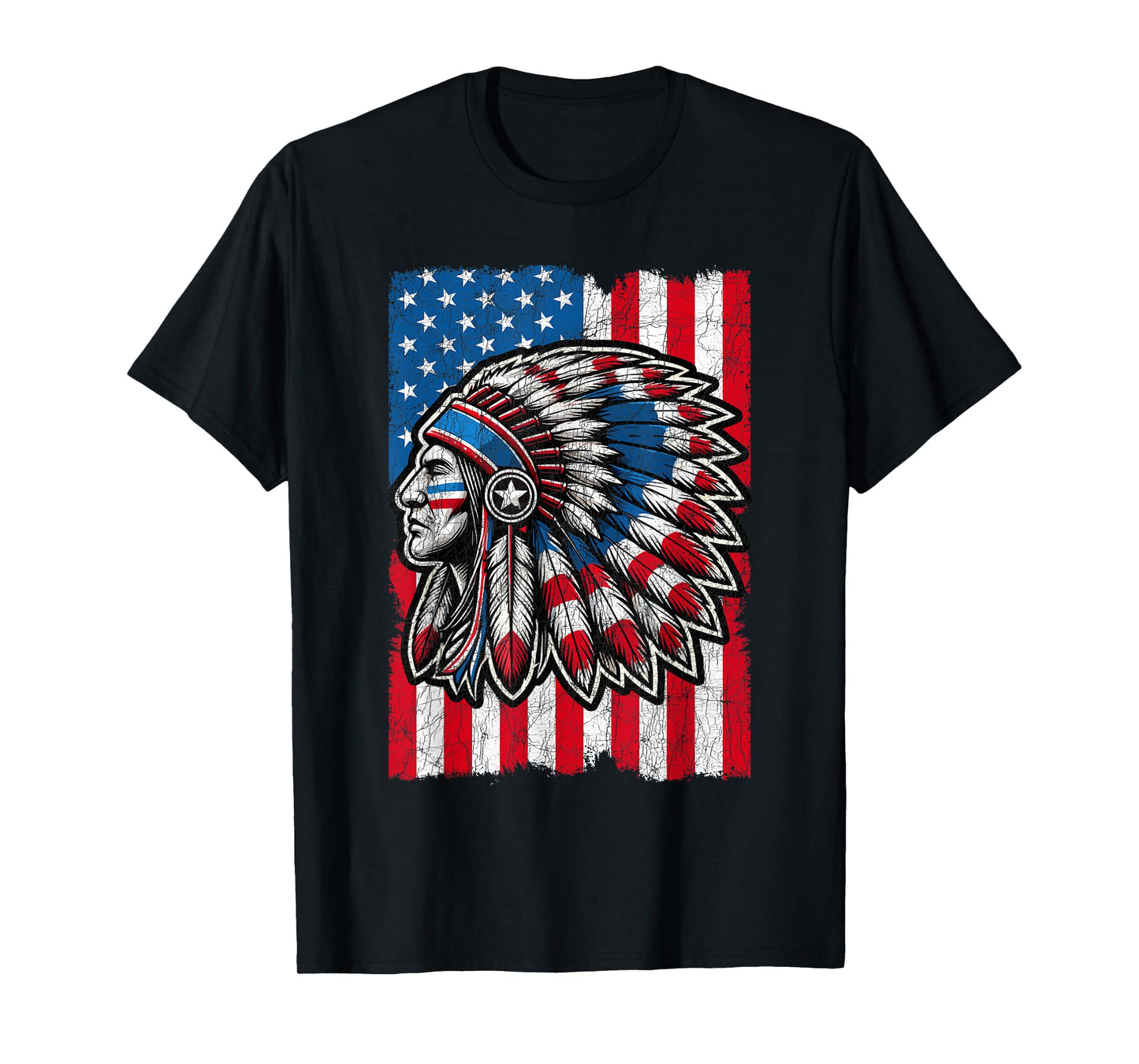 US Flag Native American Chief, Indian Indigenous Pride Men T-Shirt