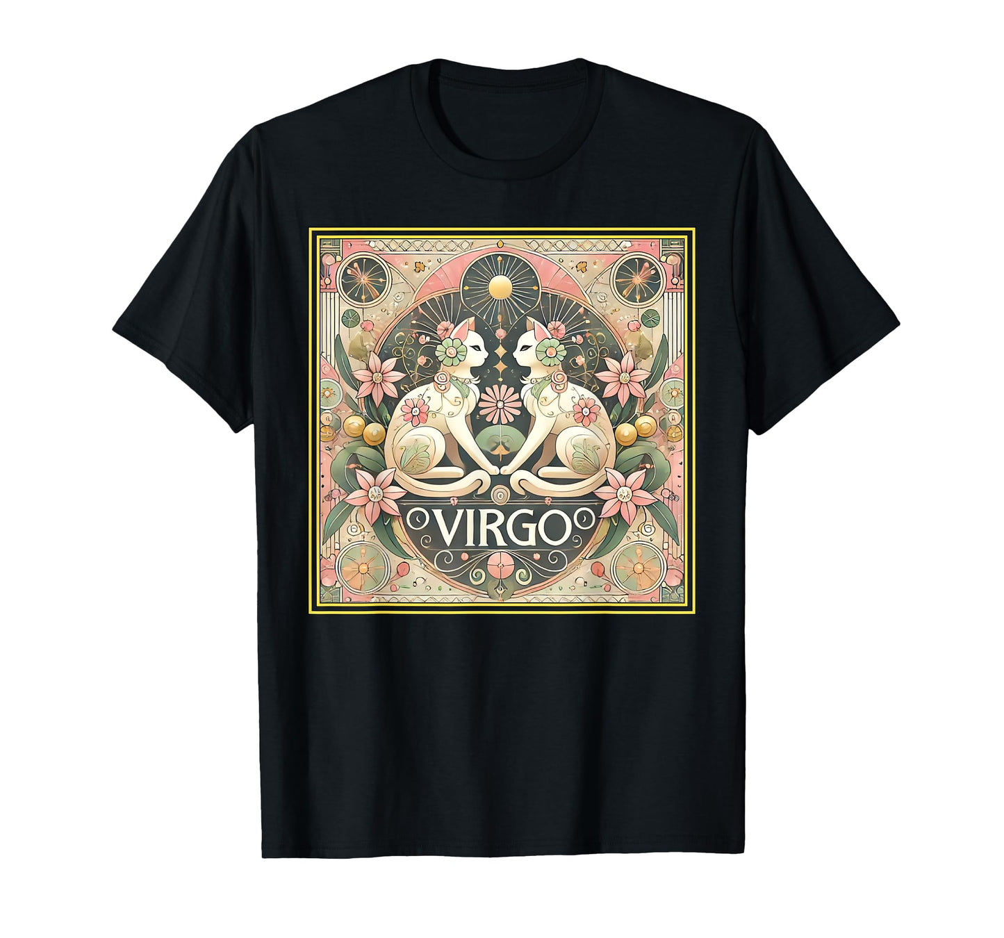 Virgo Cats Zodiac Astrology in Art Deco T-Shirt
