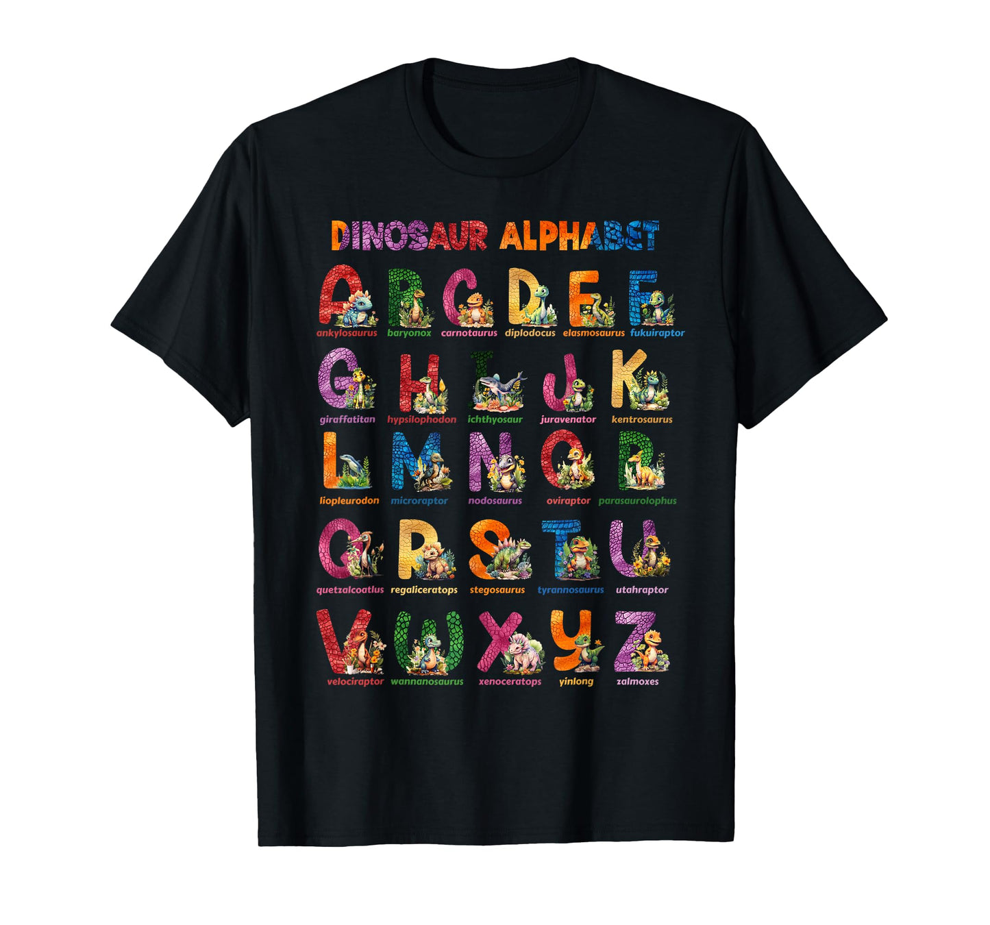 Cute Educational Dinosaur Alphabet ABC Baby Dino T-Shirt