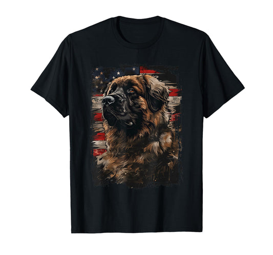 Leonberger American Flag T-Shirt