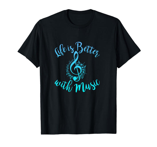 Life is Better with Music Notes Teen Girl Women Musician Long Sleeve T-Shirt