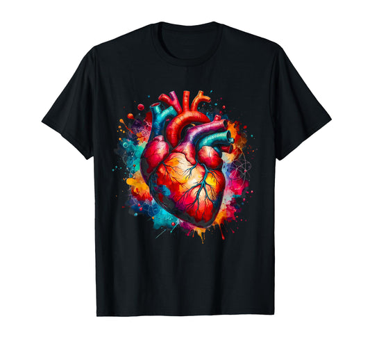 Colorful Anatomical Cardiology Cardiac Nurse T-Shirt
