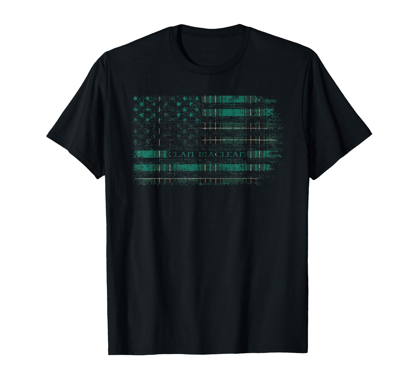 Clan Maclean Scottish tartan US flag kilt Scotland T-Shirt