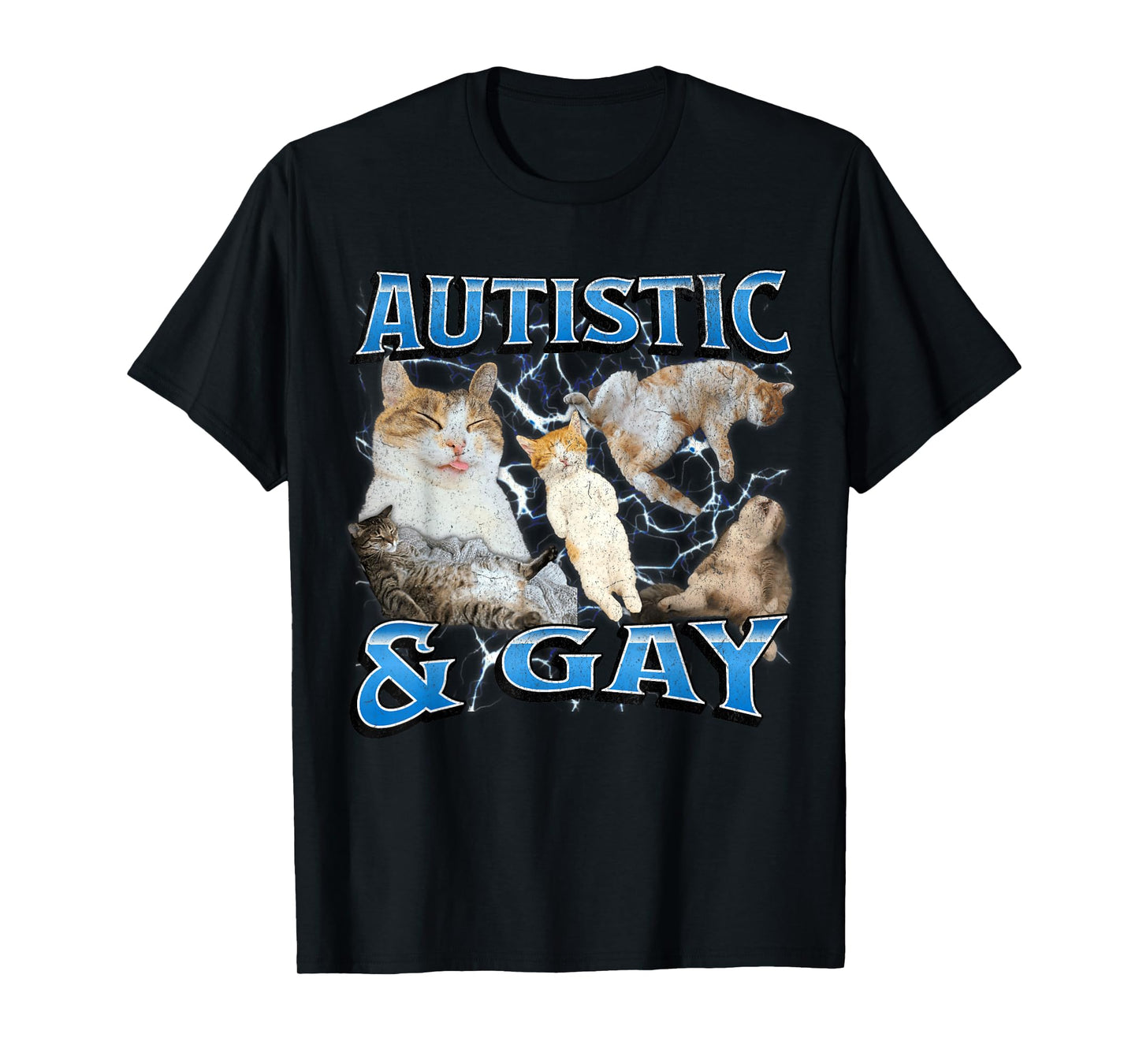 Autistic and Gay Funny Cat Meme Bootleg Graphic T-Shirt