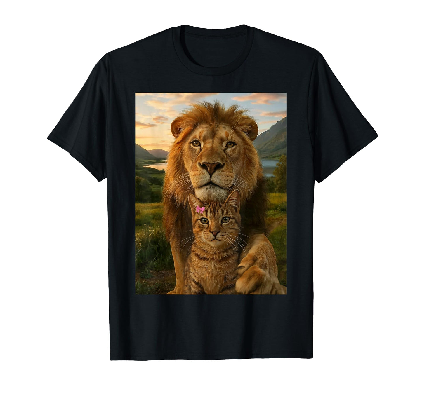 Funny Cat Selfie with Lion T-Shirt