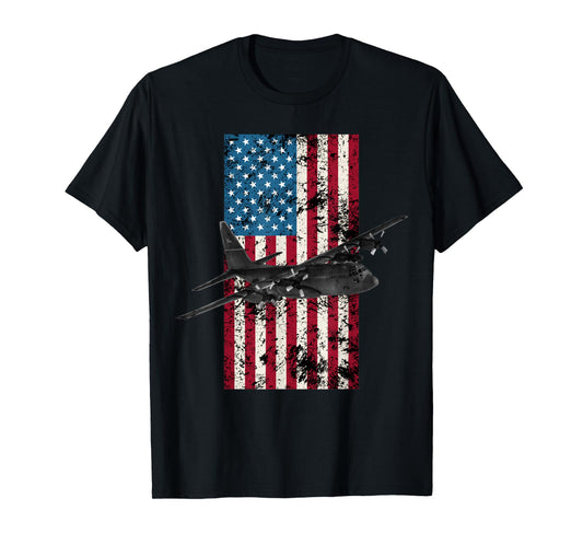 C-130 Hercules Vintage American Flag T-Shirt - Military Tee T-Shirt