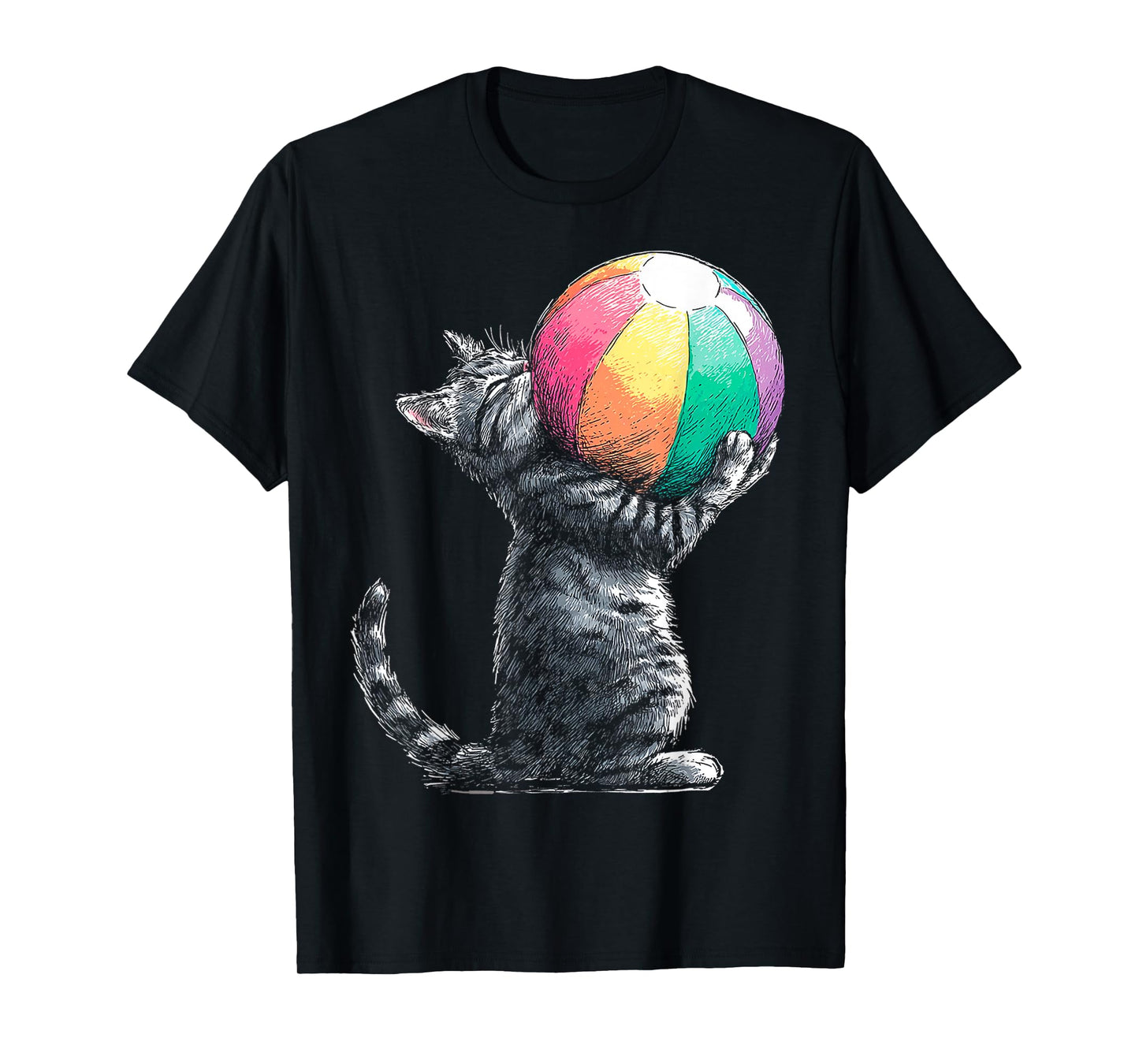 Cat Portrait Playing Cute Animal Graphic Illustration Cat T-Shirt