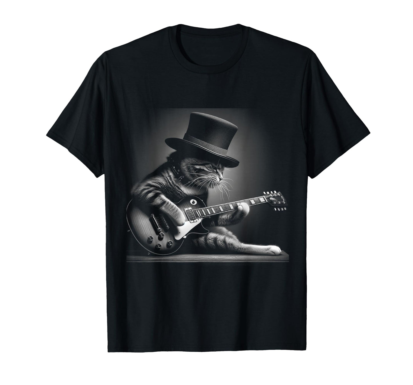 Cat Playing Guitar - Funny Rock Music Guitar Cat T-Shirt