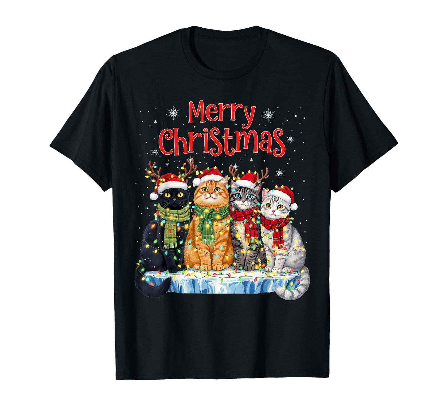 Cute Christmas Cats Funny Xmas Holiday Kitten Lover Graphic T-Shirt