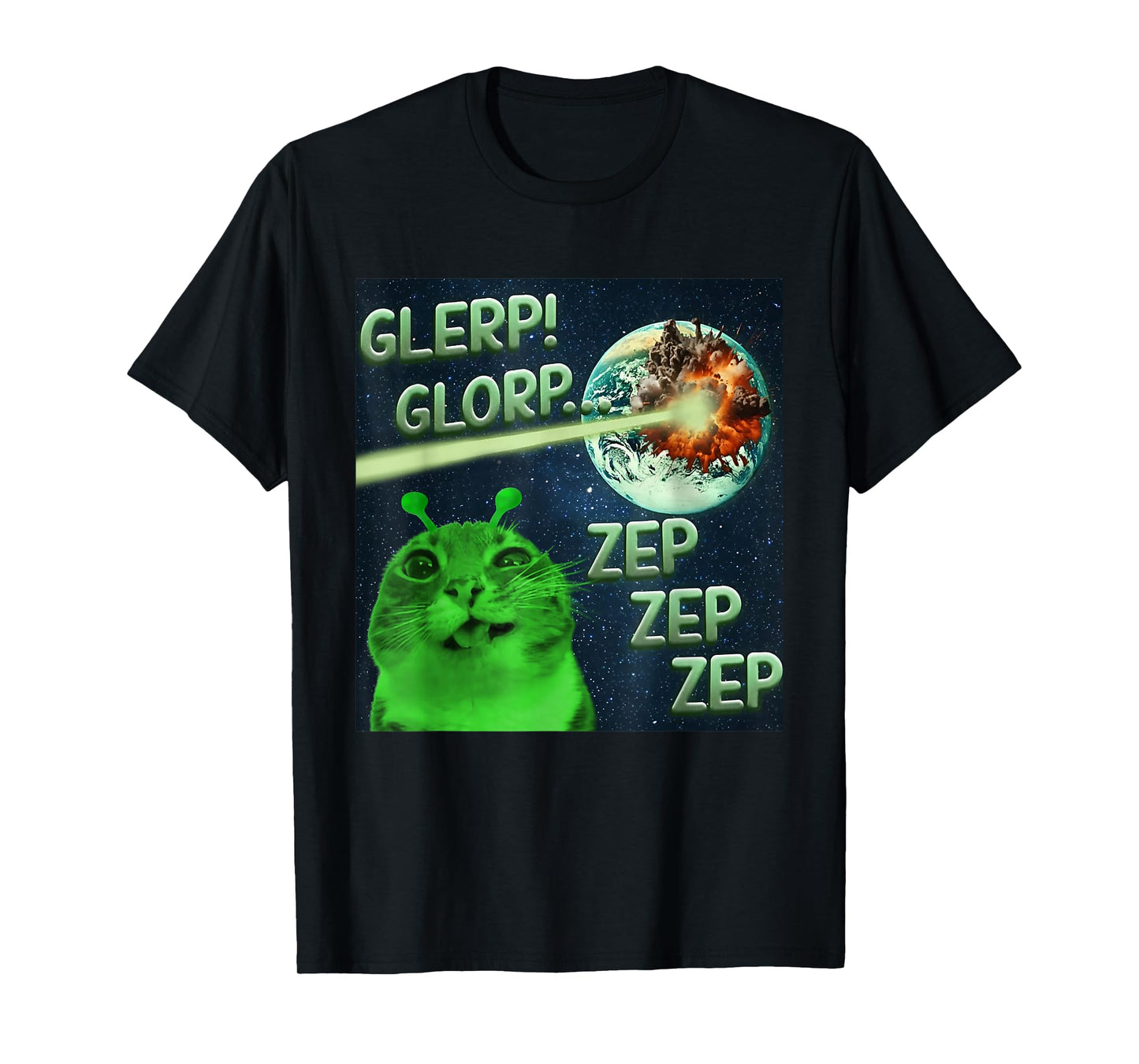 Glerp Glorp Funny Alien Cat Gen Z Alpha Kitten Meme T-Shirt