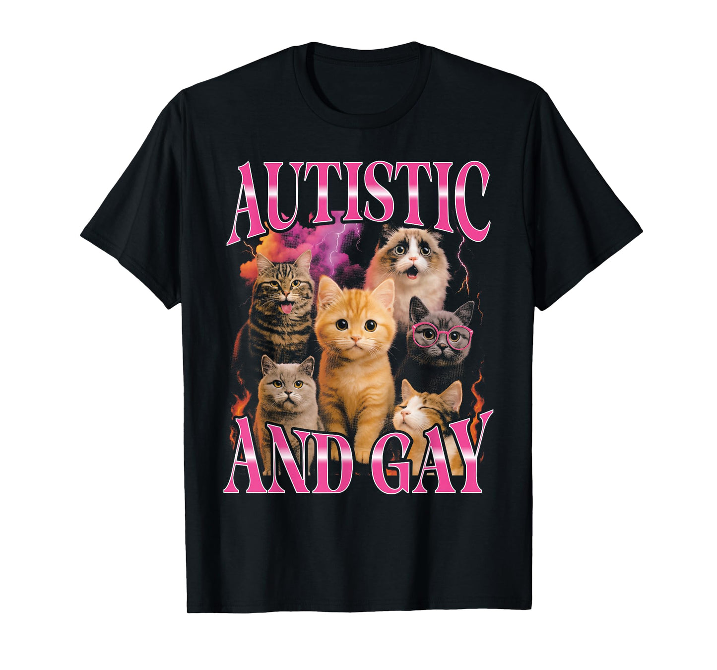 Autistic and Gay Funny Bootleg Cat T-Shirt