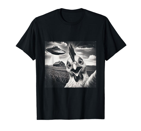 Alien Chicken Selfie with UFO T-Shirt