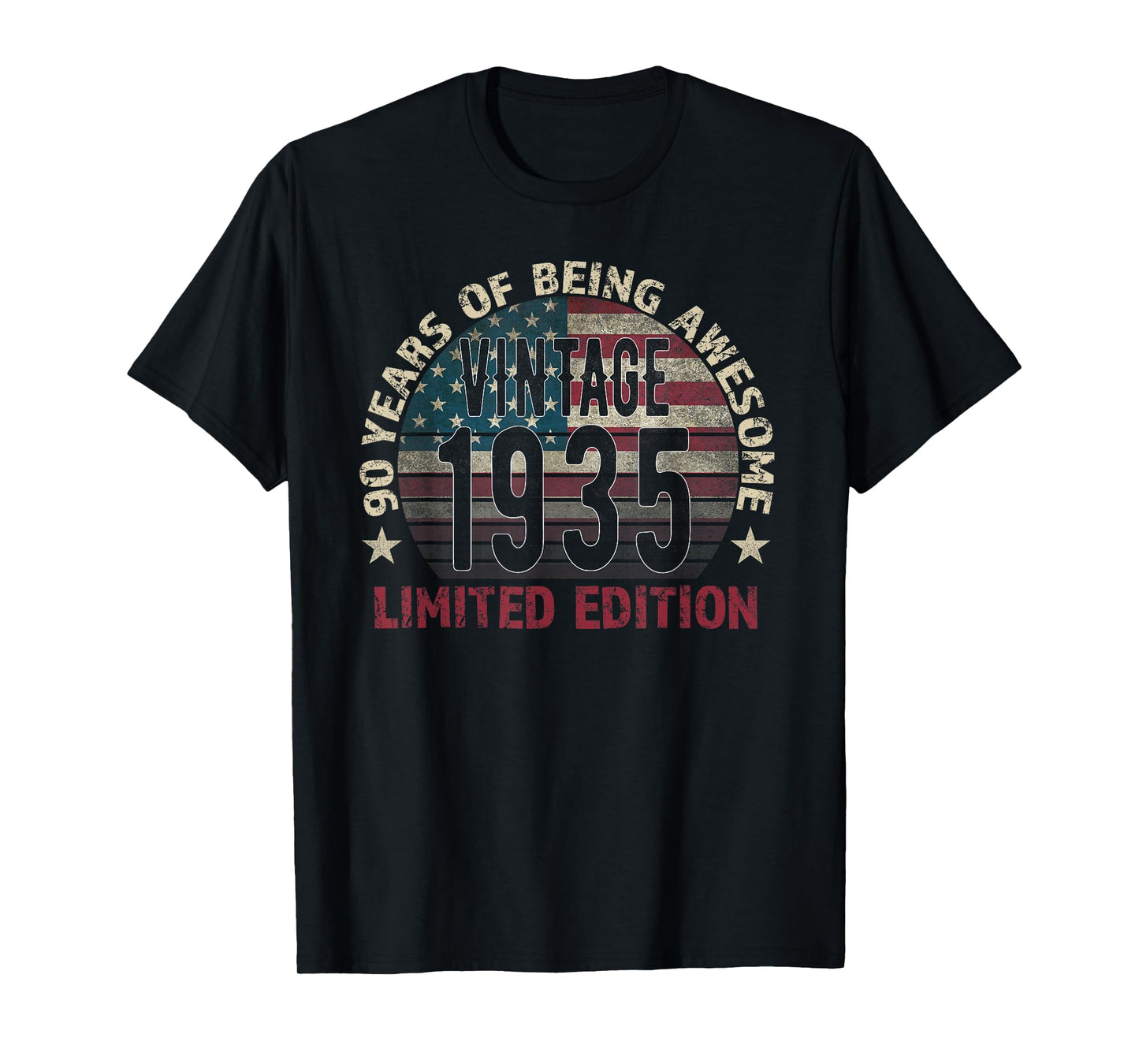 90th Birthday Gift Men Vintage Born 1935 Turning 90 Year Old T-Shirt