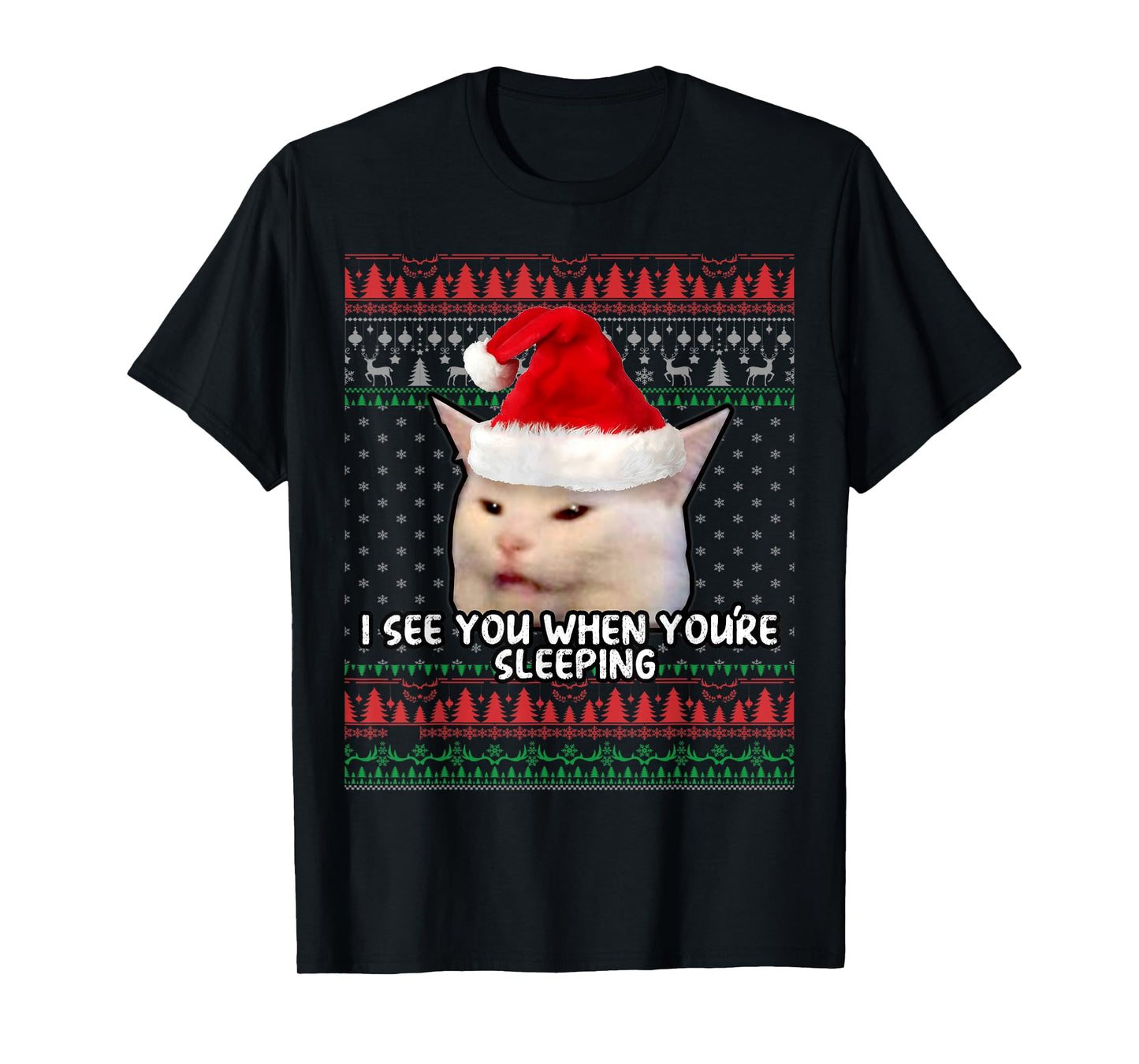 Women Yelling at Smudge the Cat Christmas T-Shirt