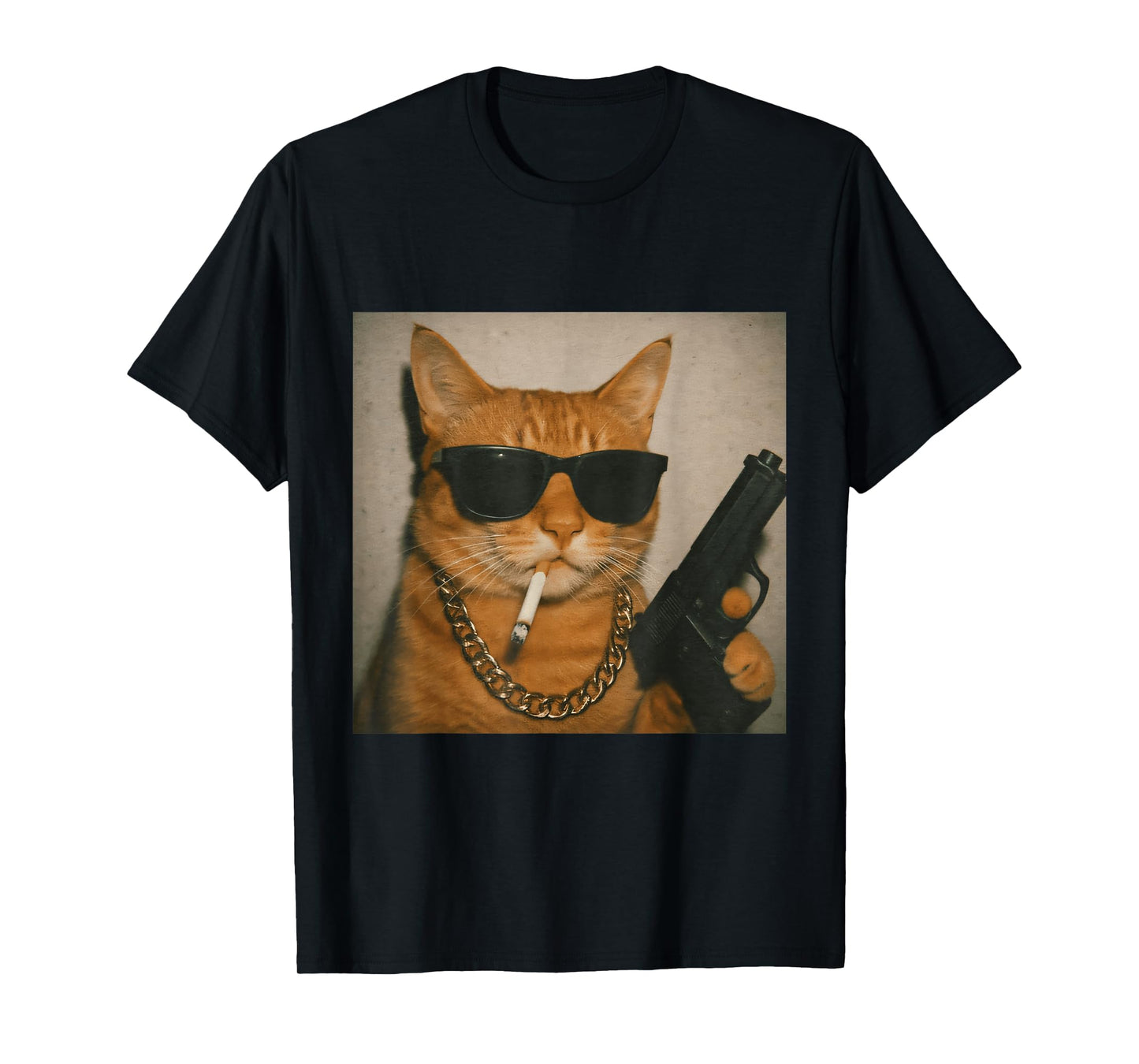 Funny Gangster Cat Smoking Gen Z Retro Meme Cat Lover T-Shirt
