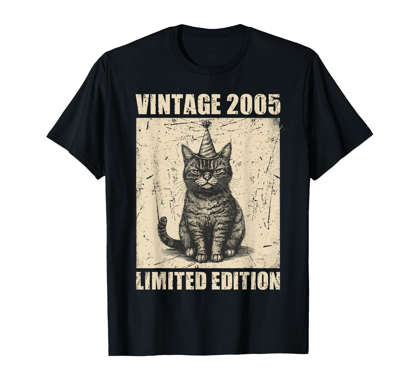 Vintage Cat 2005 Funny 20 Years Old Birthday Limited Edition T-Shirt for Men Women Kids