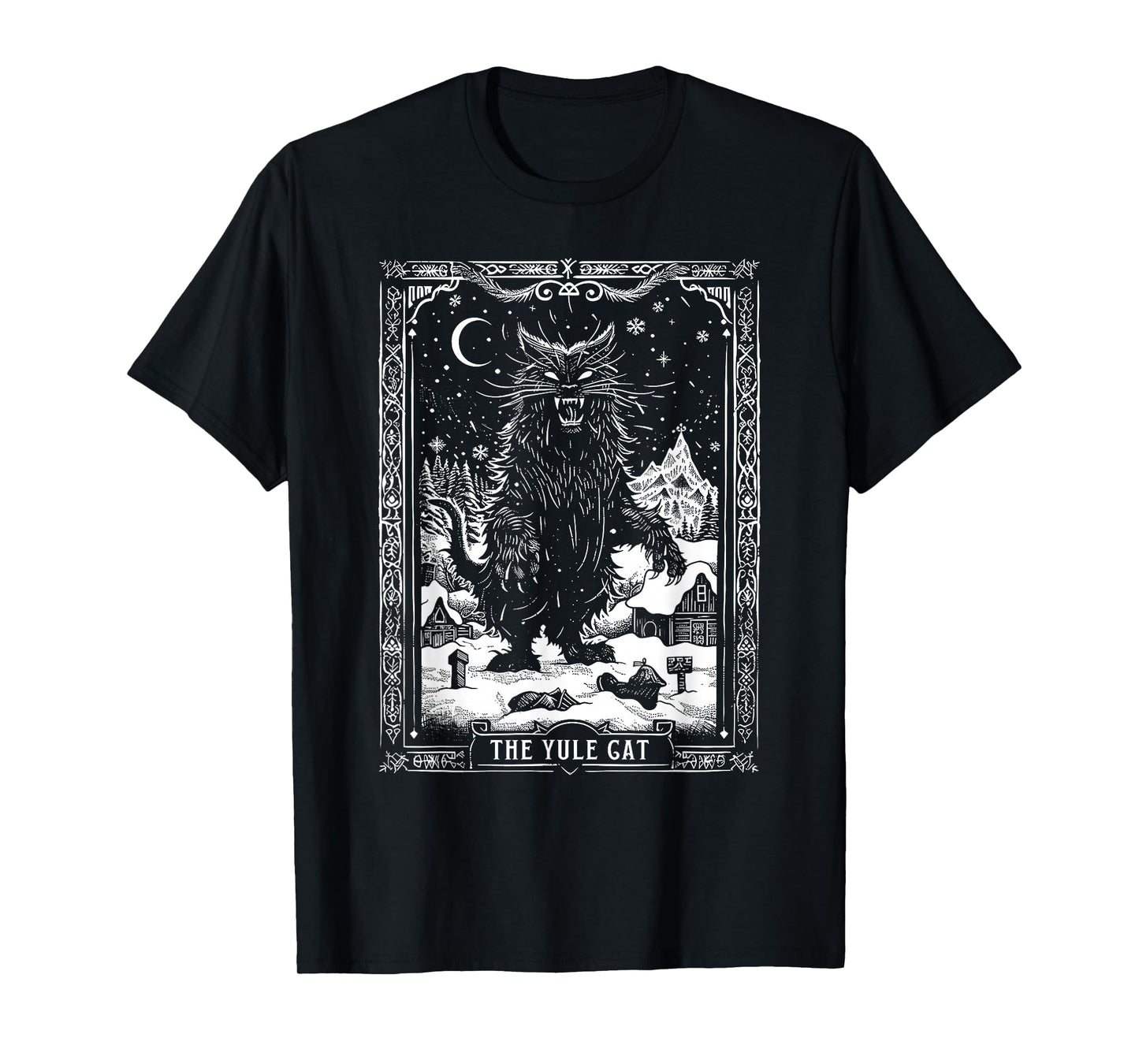Vintage Retro The Yule Cat Tarot Card Dark Christmas Holiday T-Shirt