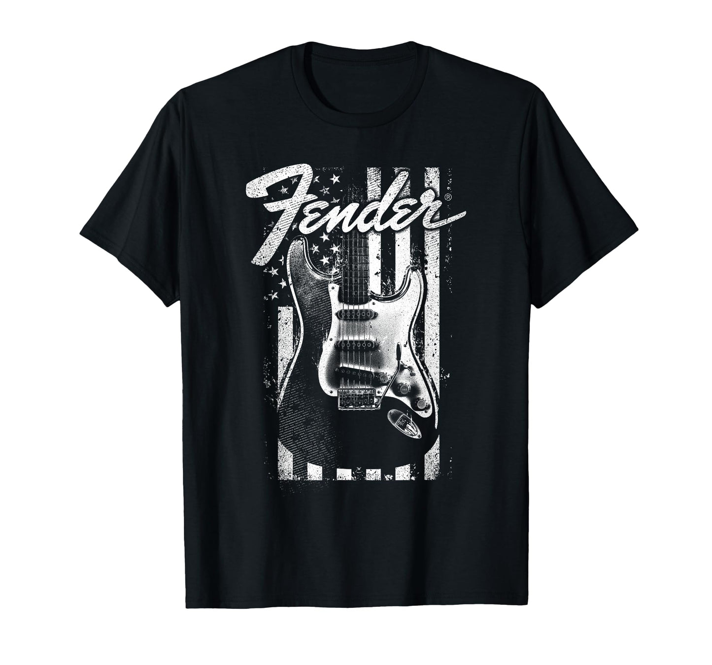 Fender Guitar American Flag Backdrop T-Shirt