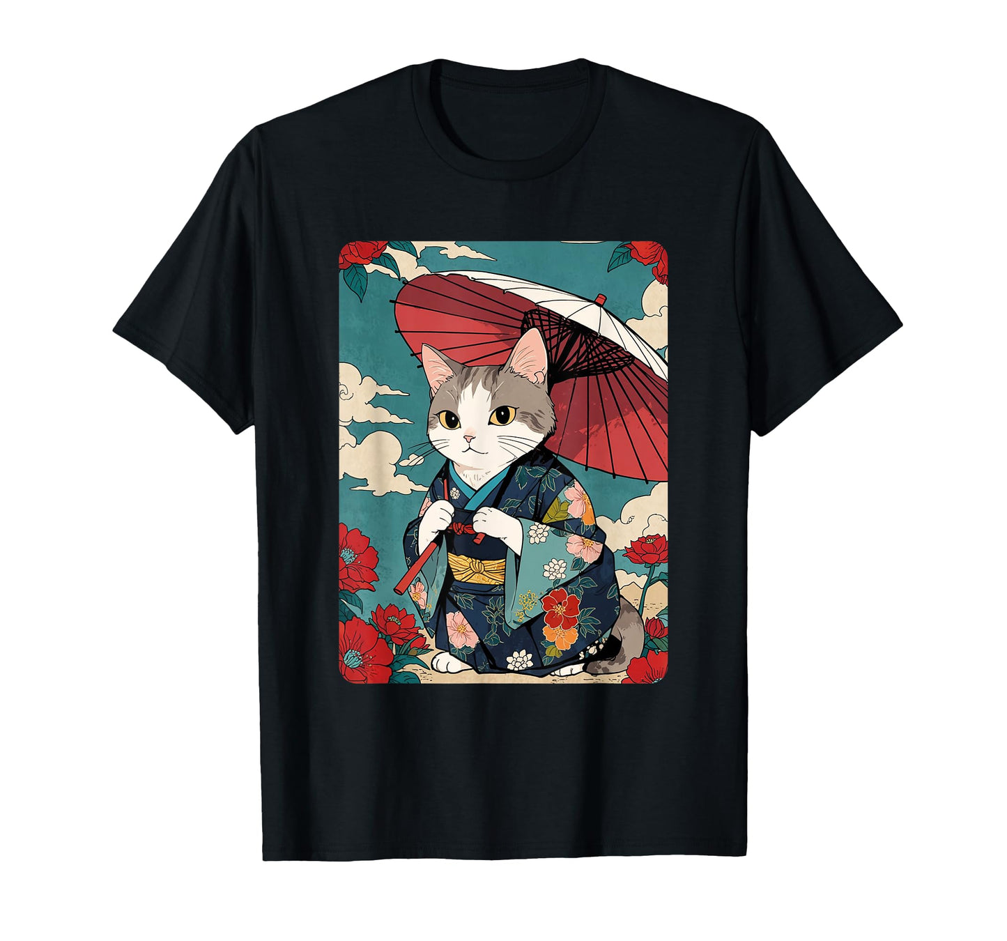 Cute Geisha Cat Japanese Cat Retro Neko Vintage Art Ukiyo-e Men Women Girls Kids T-Shirt