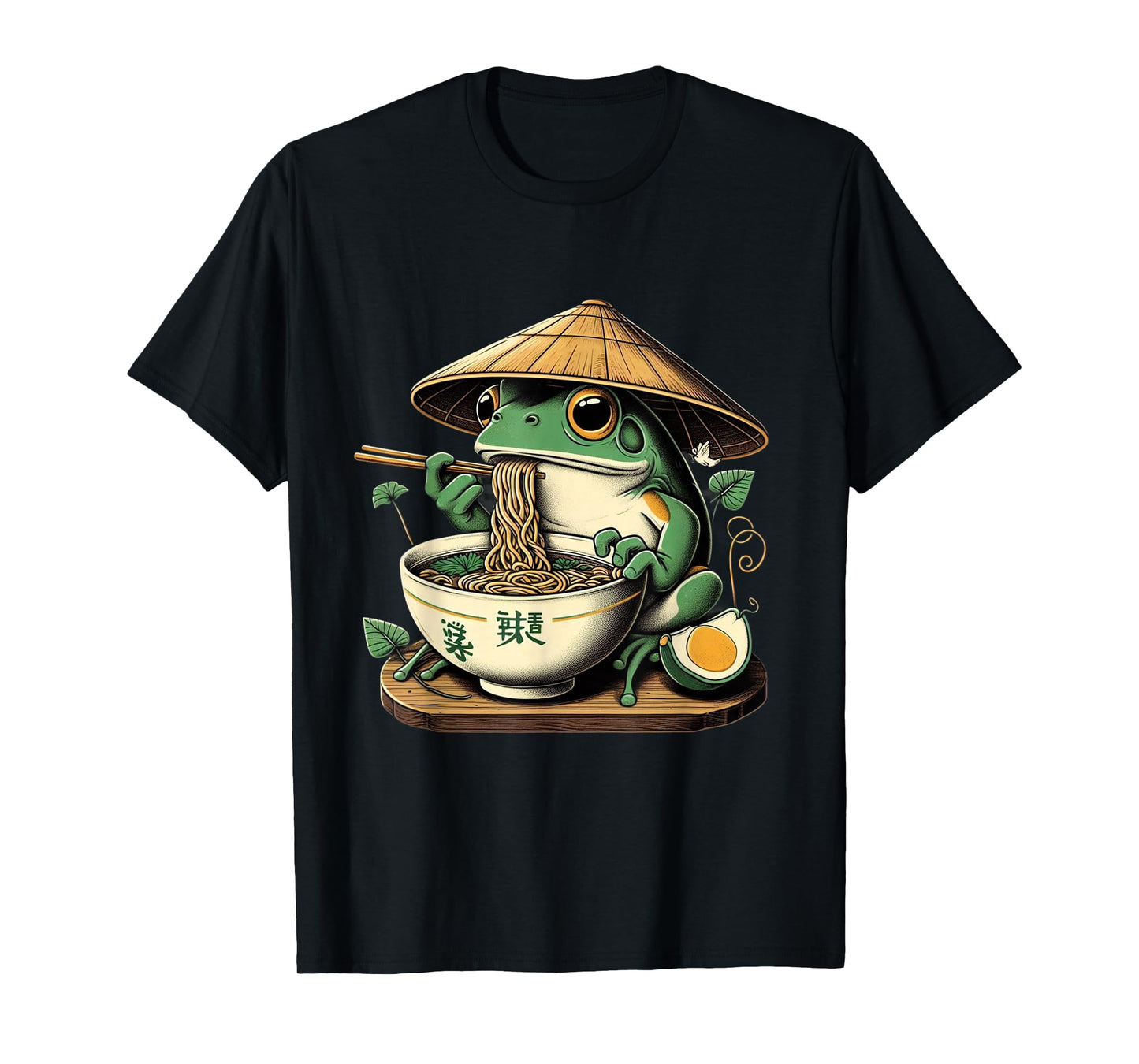Frog Eating Ramen Kawaii Neko Japanese Noodles Anime Lovers T-Shirt