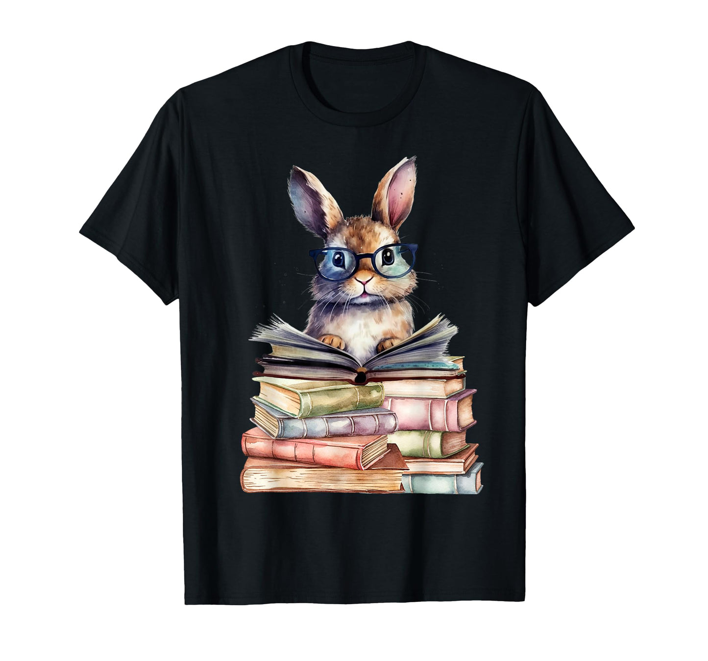 Cute Reading Bunny with Glasses Books Bookworm Reader Book T-Shirt