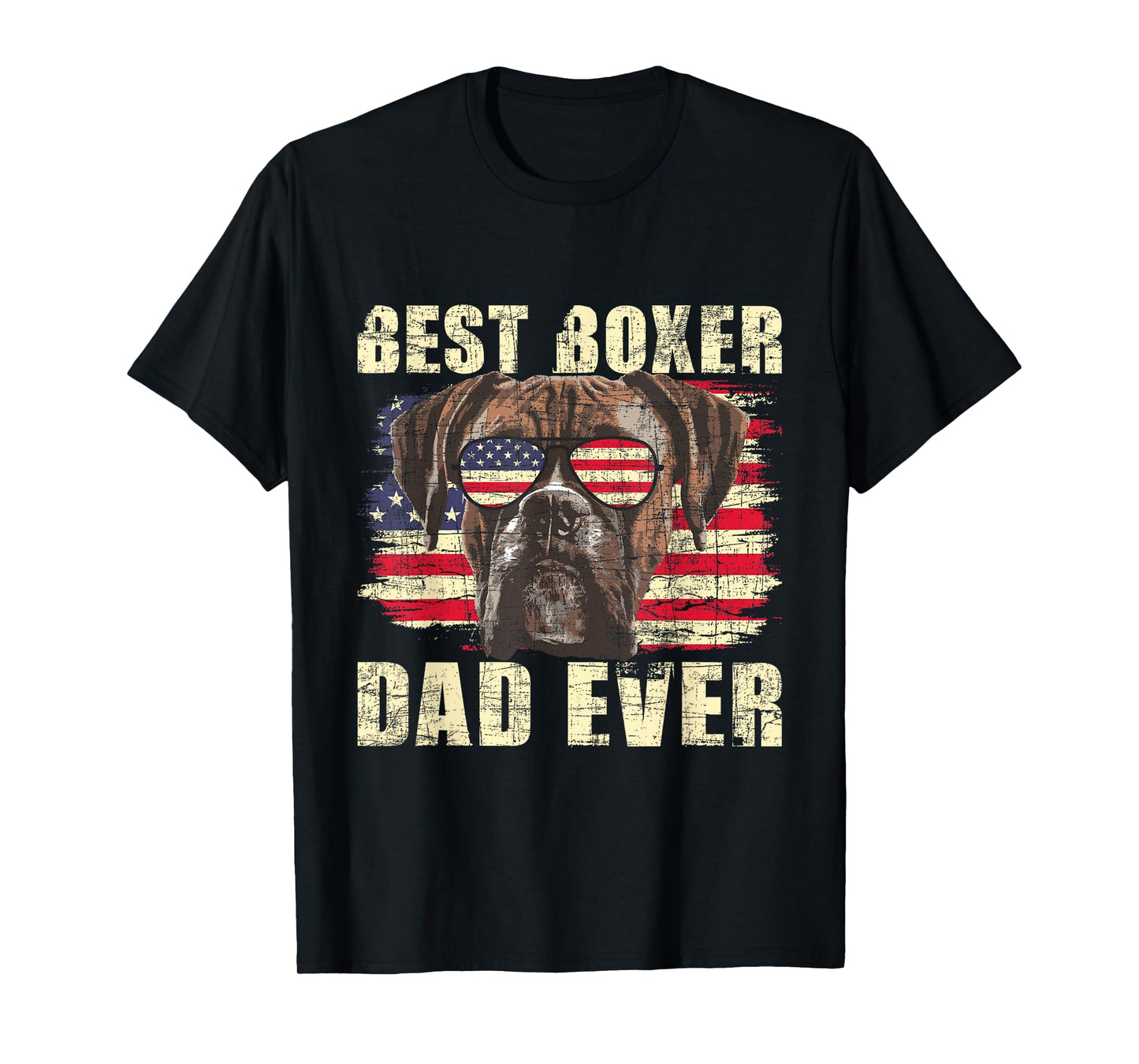 Best Boxer Dad Ever - USA Flag American Dog Animal Lover T-Shirt