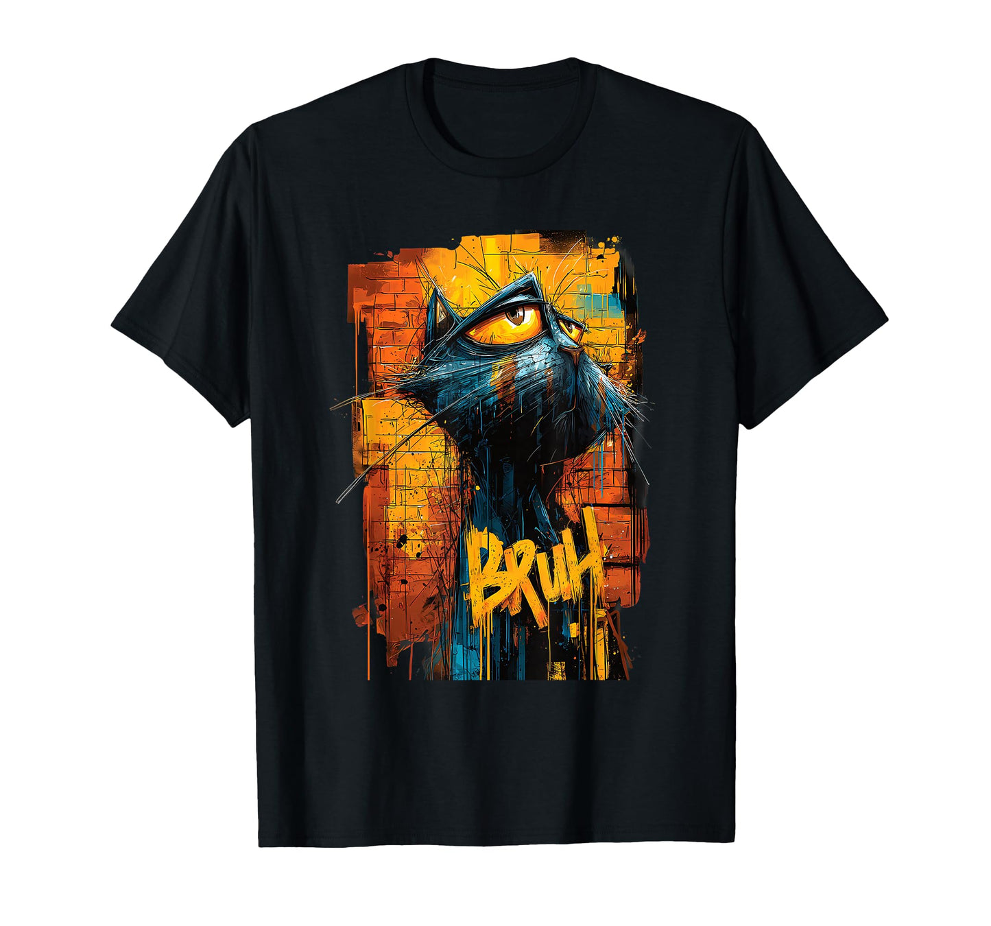 Weary Cat Bruh Graffiti Funny Boys Women Teens Kids Graphic T-Shirt