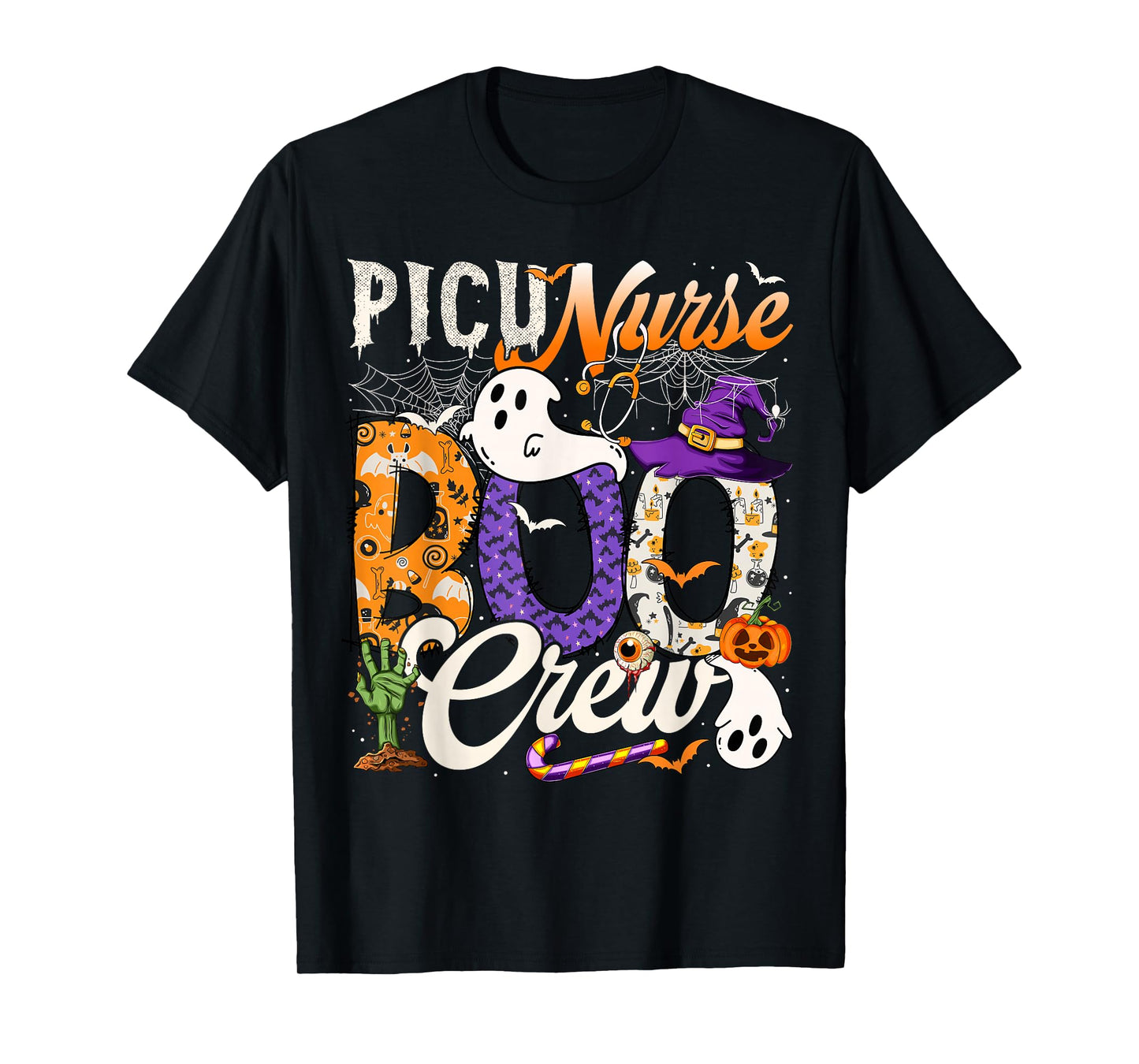 Cute PICU Nurse Boo Crew Nurse Halloween Ghost Costume T-Shirt