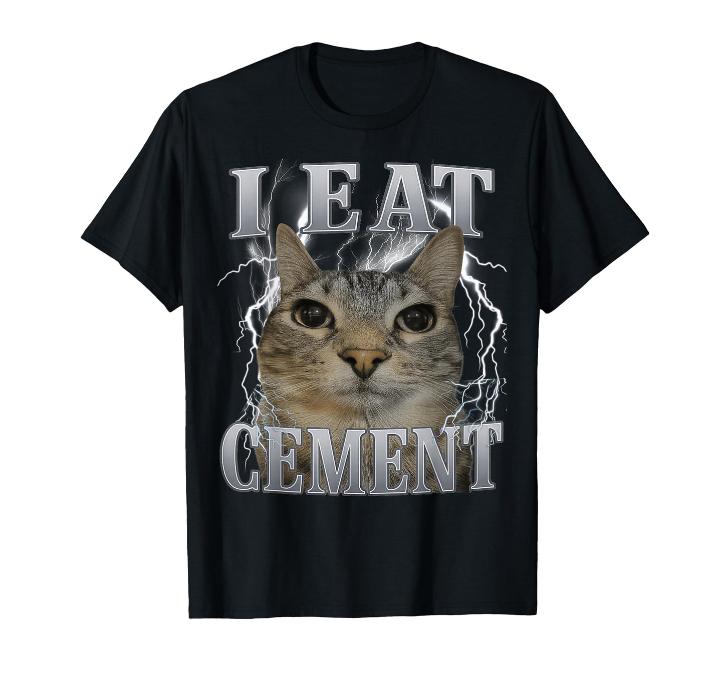 I Eat Cement Silly Cat Meme Funny Men Women Kids Graphic T-Shirt