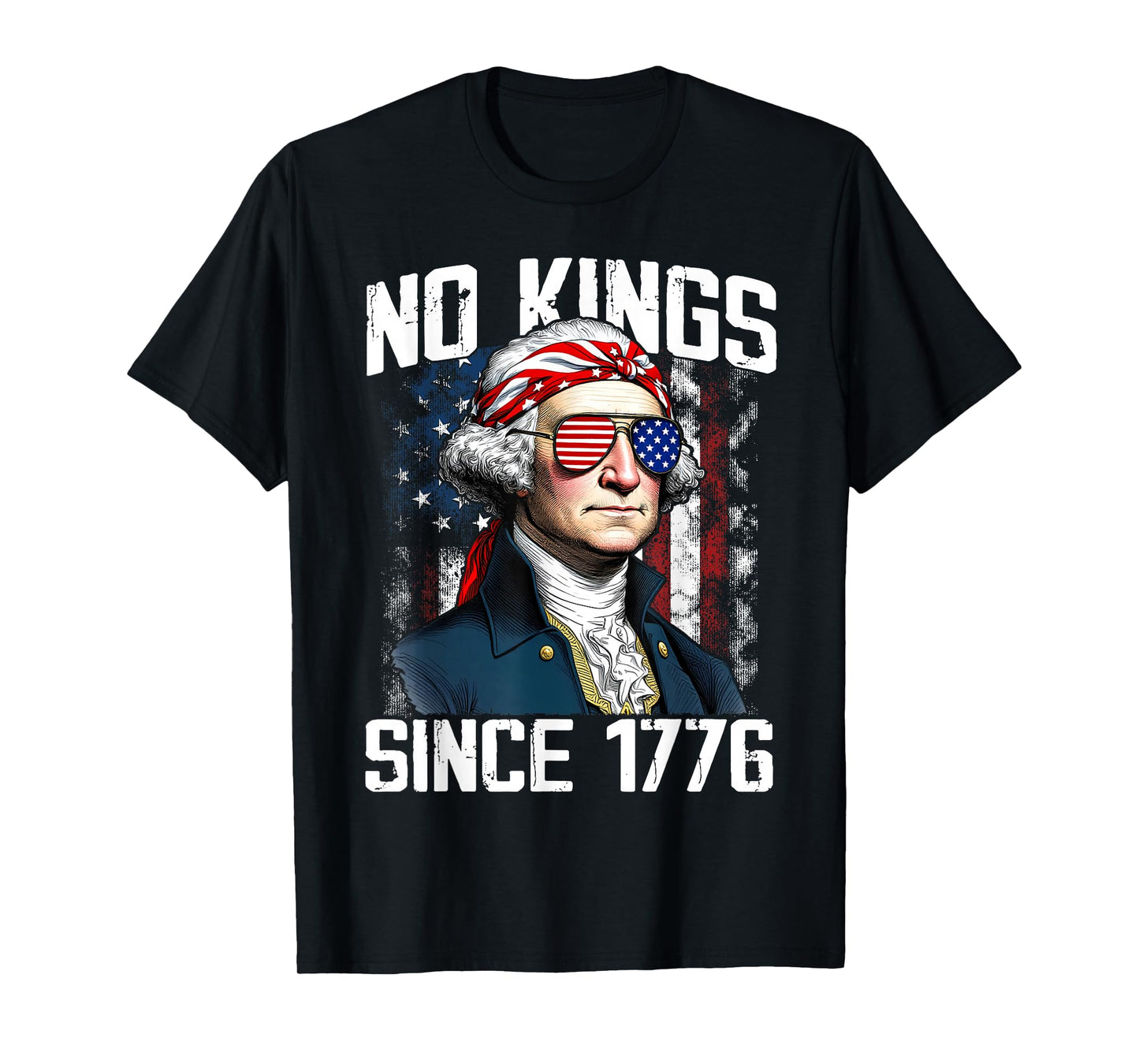 No Kings in America Since 1776 Distressed USA Flag Vintage T-Shirt
