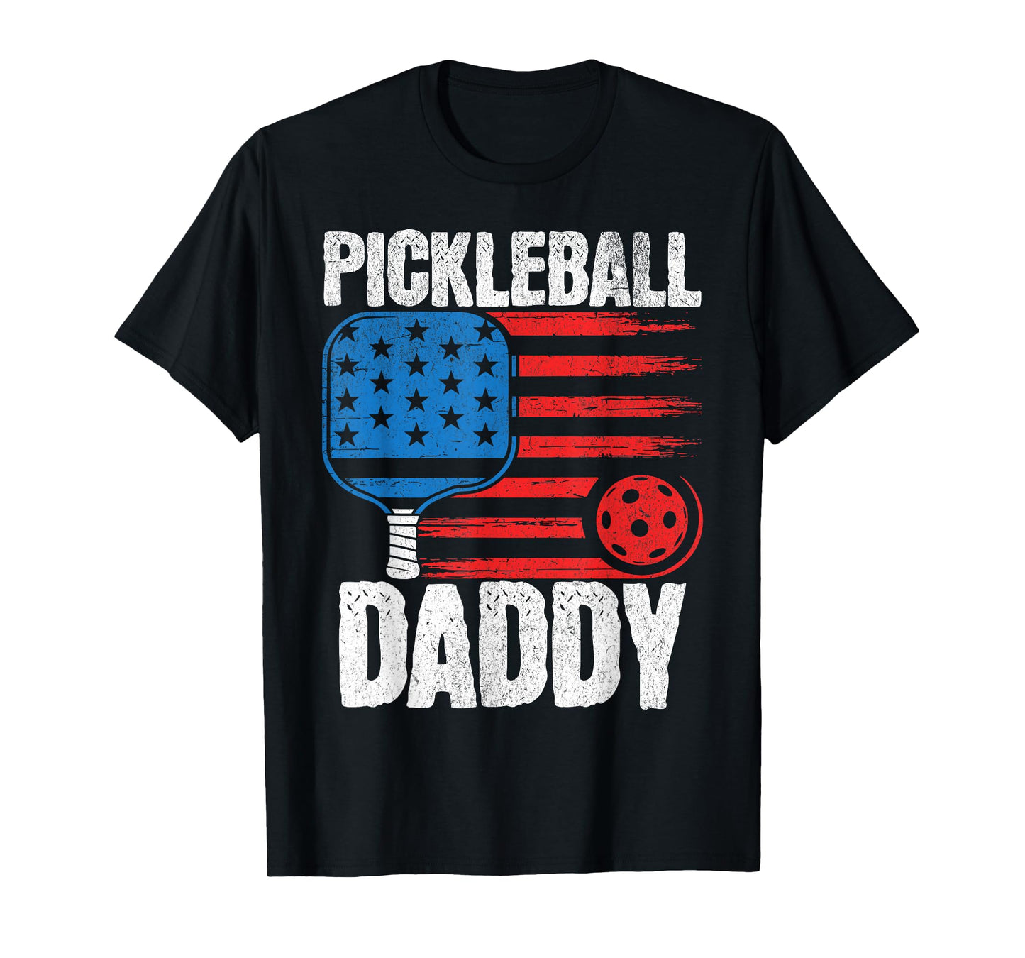 Pickleball Dad Daddy Pickleball For Men Mens 4th Of July T-Shirt