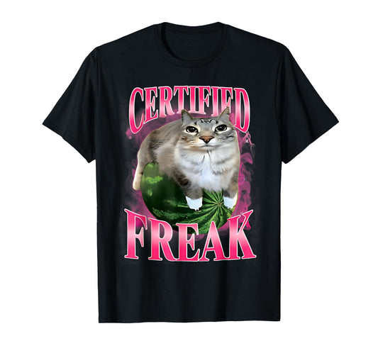 Certified Freak Watermelon Cat Funny Silly Cat Meme Humor T-Shirt