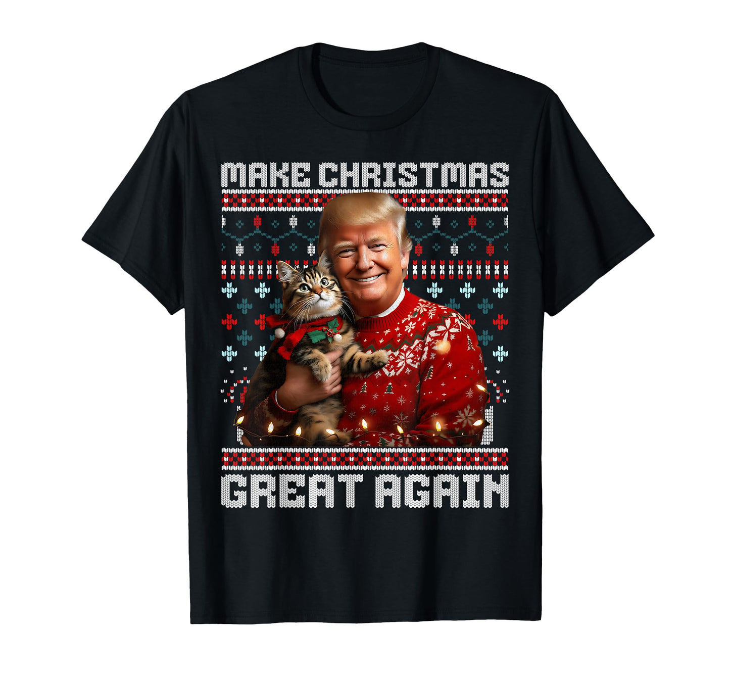 Funny Trump Christmas Sweater for Cat Lovers T-Shirt