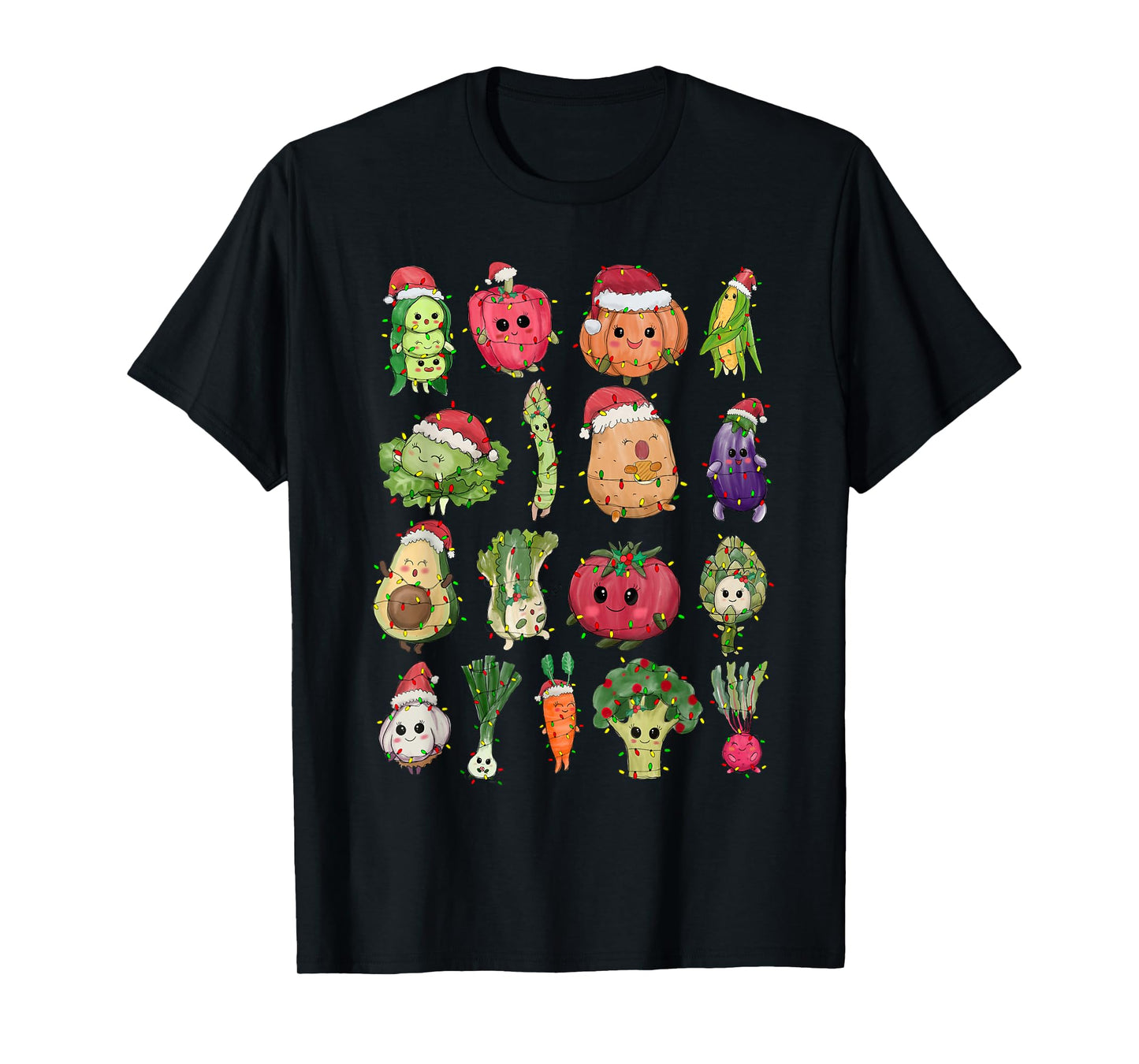 Christmas Lunch Lady Vegetable Food Christmas Tree Funny Xmas Vegan T-Shirt - Women's Black Small Fitted Short Sleeve T-Shirt