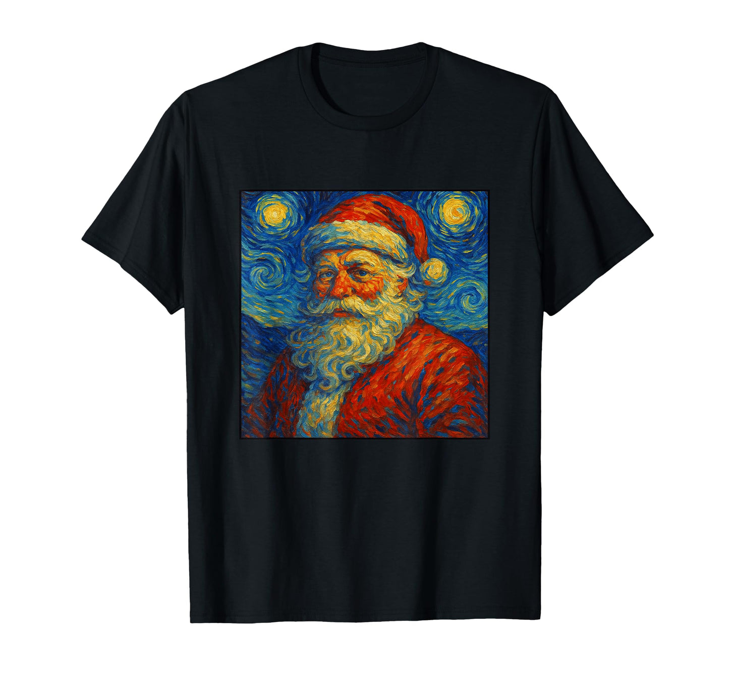Santa Claus Starry Night Van Gogh Christmas Art Xmas Parody T-Shirt