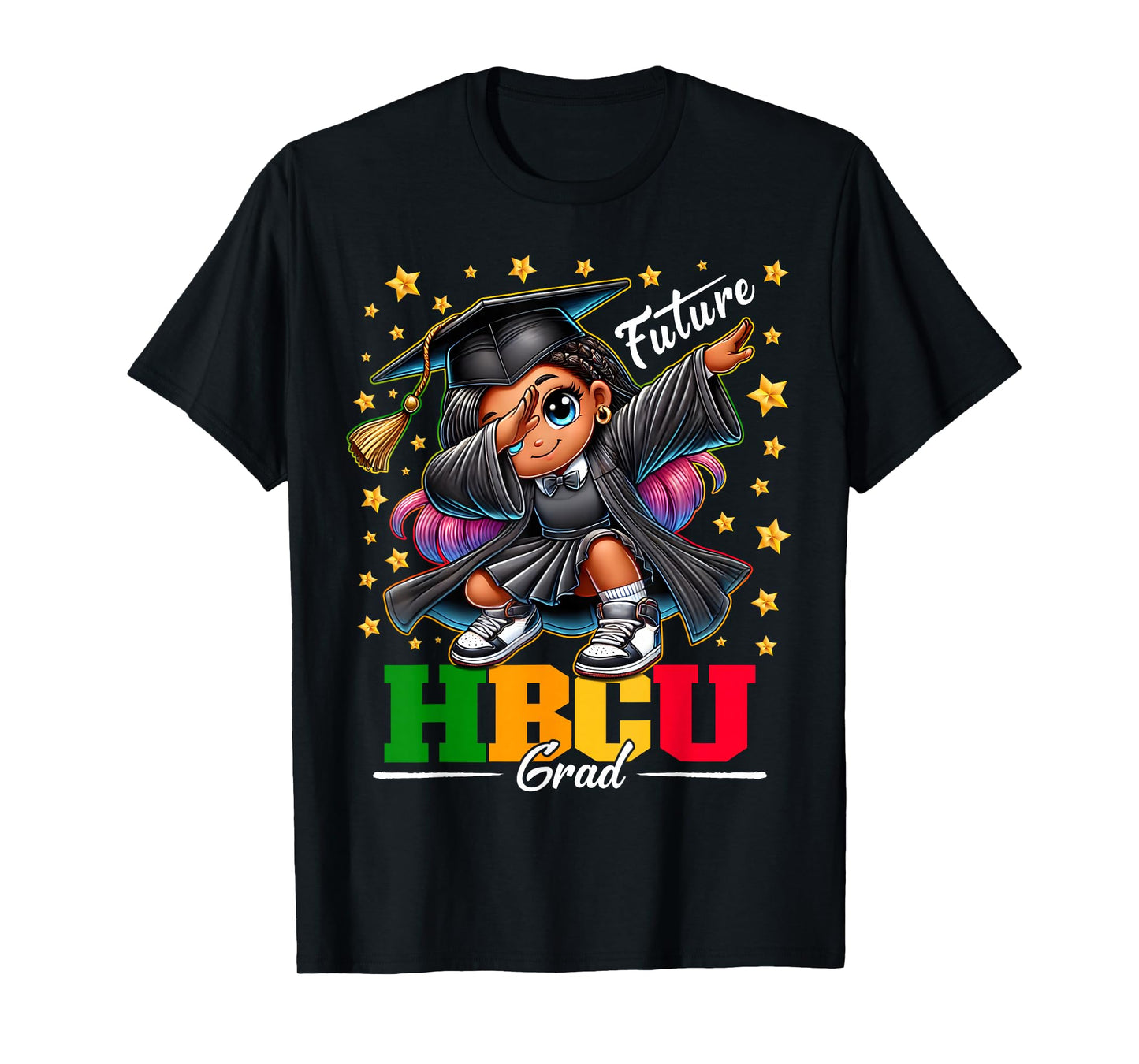 Proud Historical Black Colleges and Universities Future HBCU Grad Dabbing Girl Graduation T-Shirt for Girls Kids - Black - Small