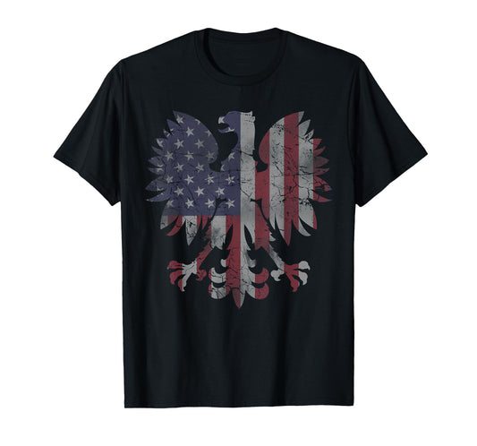 Retro Fade Polish American Flag Eagle Heritage Men Women T-Shirt