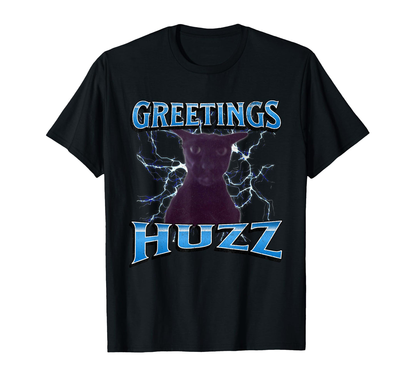 Greetings Huzz Funny Larry Cat Meme Bootleg Graphic T-Shirt for Men Women
